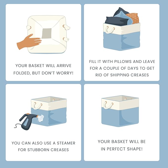 OrganiHaus 13x13 Cube Storage Bins 4 Pack, Foldable Cube Storage Organizer w/ Rope Handles, Collapsible Fabric Bins for Toys, Clothes & Closet Organization, Fabric Square Baskets - Black/White