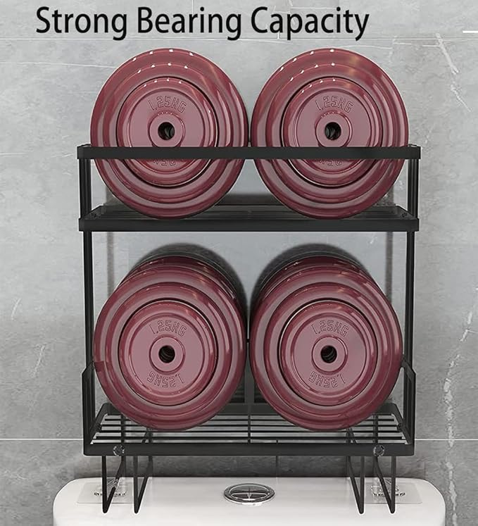 Over The Toilet Storage Shelf, 3-Tier Bathroom Storage Organizer Upgrade Punch-Free Toliet Storage Shelf, Home Storage Rack with Hooks Shelf,Black