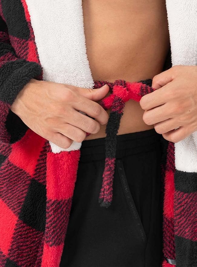 DAVID ARCHY Men's Soft Fleece Plush Robe Full Length Long Bathrobe