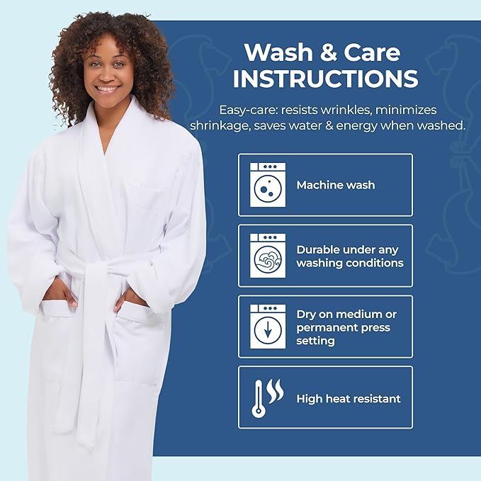 Terry Lined Microfiber Hotel Robe - Luxury Spa Bathrobe by Monarch/Cypress