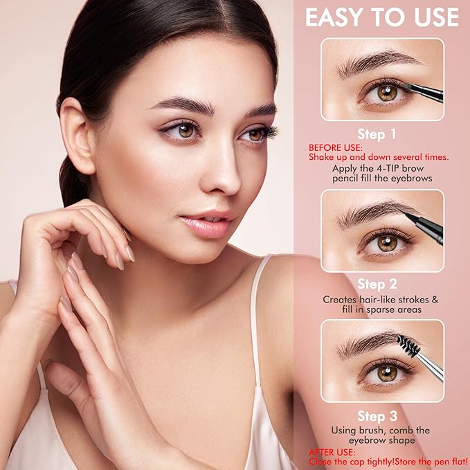 2-in-1 Waterproof Eyebrow Pen with Dual-ended Pencil & Brush - Natural Looking Brows (Espresso)