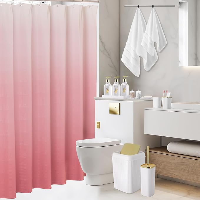 32PCS Bathroom Accessories Set Bathroom Set,White Shower Curtain Set,Bath Towel Set,Hand Towel,Toilet Brush,Trash Can & 3PCS Soap Dispenser