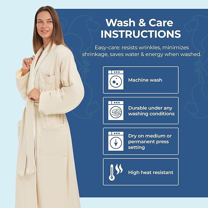 Terry Lined Microfiber Hotel Robe - Luxury Spa Bathrobe by Monarch/Cypress