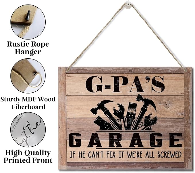 Rustic Wood Sign - Father's Day & Grandpa's Gift - Decor Hanging Wall Art - 'If He Can't Fix It...'