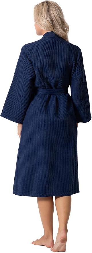 Turkish Linen Waffle Knit Lightweight Kimono Spa & Bath Robes for Women - Quick Dry - Soft