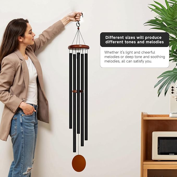 Wind Chimes for Outside Deep Tone, 60 inch 5 Heavy Duty Tubes Aluminium Metal Extra Large Wind Chimes Outdoor, Decoration for Garden, Patio, Yard, Gift for Mother's Day, Birthday