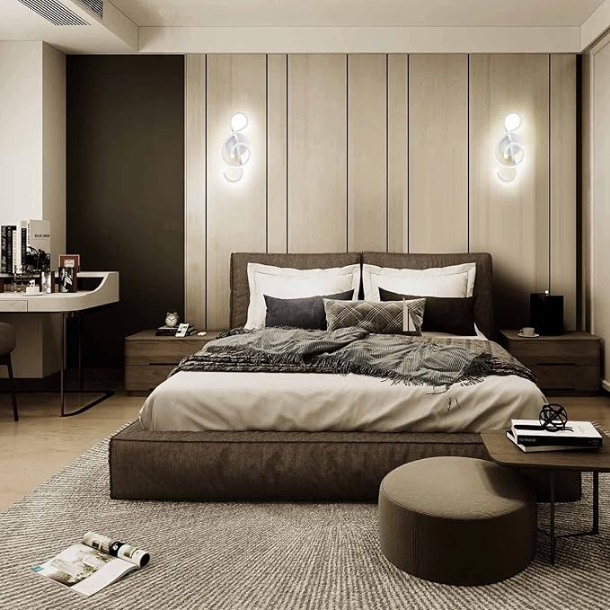 XEYOU 22W Modern Wall Sconce Lighting Indoor LED Creative Wall Light Fixture Music Symbol Art Decoration Wall Lamp for Living Room Bedroom Stair Corridor, White 4500K