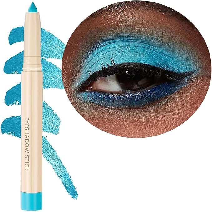 Blue Eyeshadow Makeup, Waterproof Hypoallergenic Long Lasting Eye Liner, Highlighter Matte Cream Eye Shadow Stick, Glitter Primer Palette Shimmer Eyeliner Pen