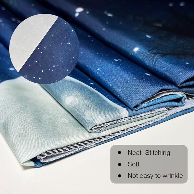 keowhsf Forest Galaxy Tapestry for Bedroom Ceiling - Starry Night Sky with Moon and Trees, Blue Aesthetic Wall Hanging, Milky Way Landscape Backdrop for Living Room and Dorm Decor