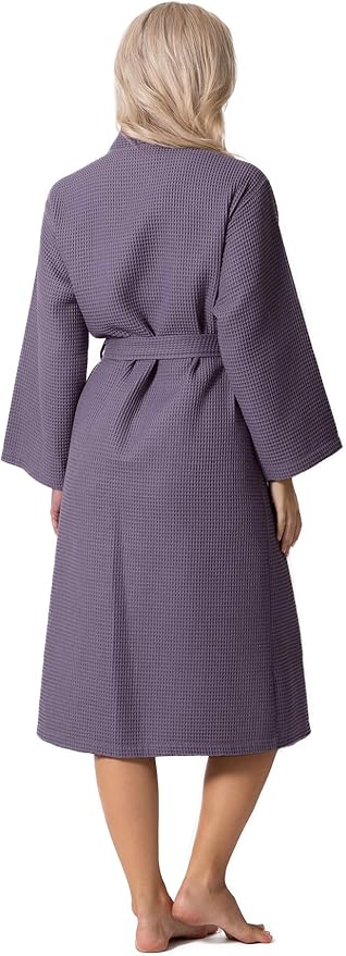 Turkish Linen Waffle Knit Lightweight Kimono Spa & Bath Robes for Women - Quick Dry - Soft