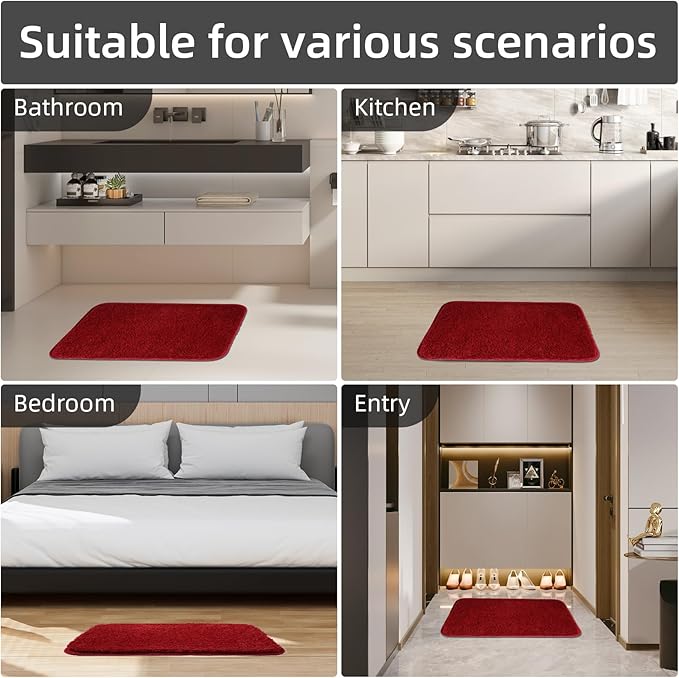 Burgundy Bathroom Accessories Set with Shower Curtain and Rugs, Dark Red Bathroom Accessories with Trash Can,Toothbrush Holder and Cup,Soap Dispenser,Tray,Soap Dish,Toilet Brush,Qtip Holders