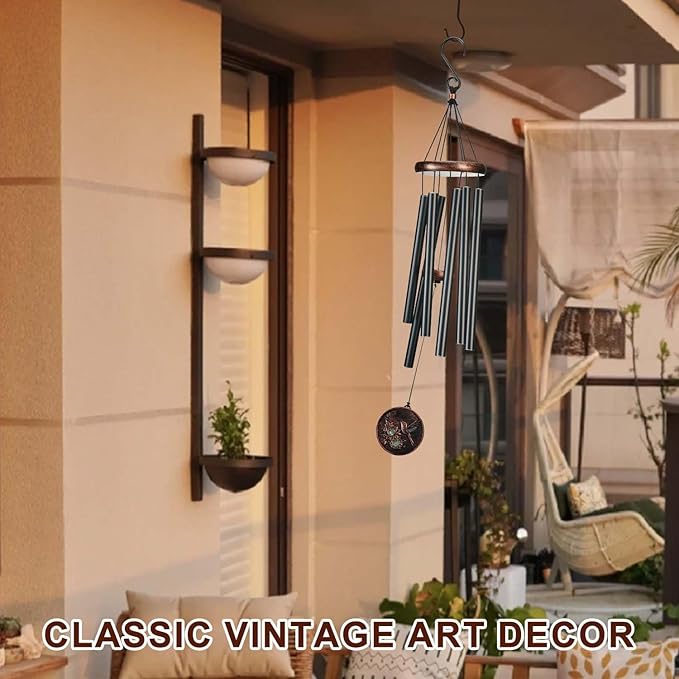 Wind Chimes for Outside, Hummingbird Deep Tone Vintage Wind Chime Outdoor Clearance, Sympathy/Memorial/Festivals/Birthday Gift for Mom Dad Grandma, Home Garden Patio Decor (34" Hummingbird)