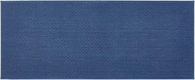 Bathroom Runner Rug, Long Bath Mat Washable Thin Quick Dry Low Pile Bathroom Runner Rugs 24 x 60 Non Slip, Navy Blue 24"x60"