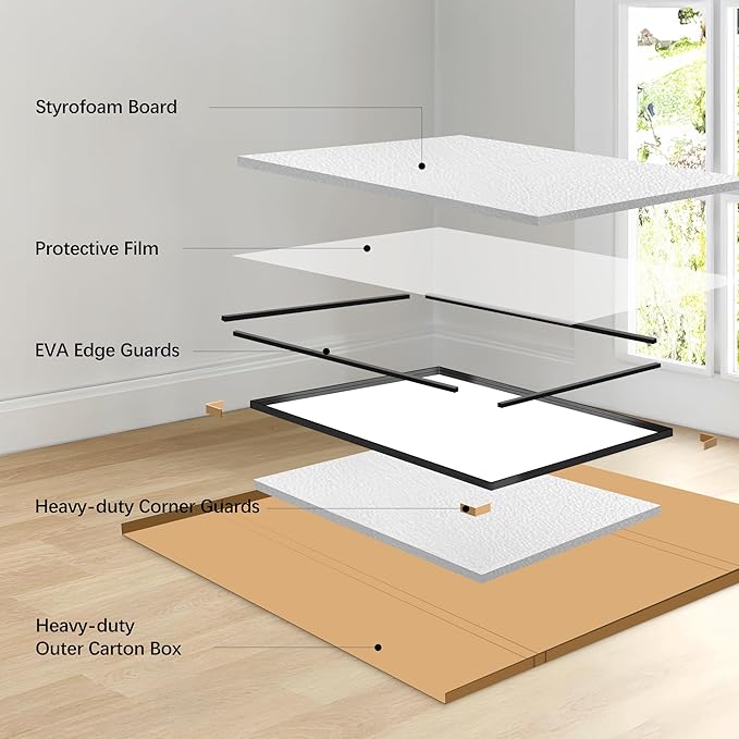 Black Bathroom Mirror, 36x55 Inch Rectangular Deep Frame Mirror, Large Wall Mounted Bathroom Vanity Mirror Over Sink for Bedroom,Restroom, Living Room, Hangs Vertically or Horizontally