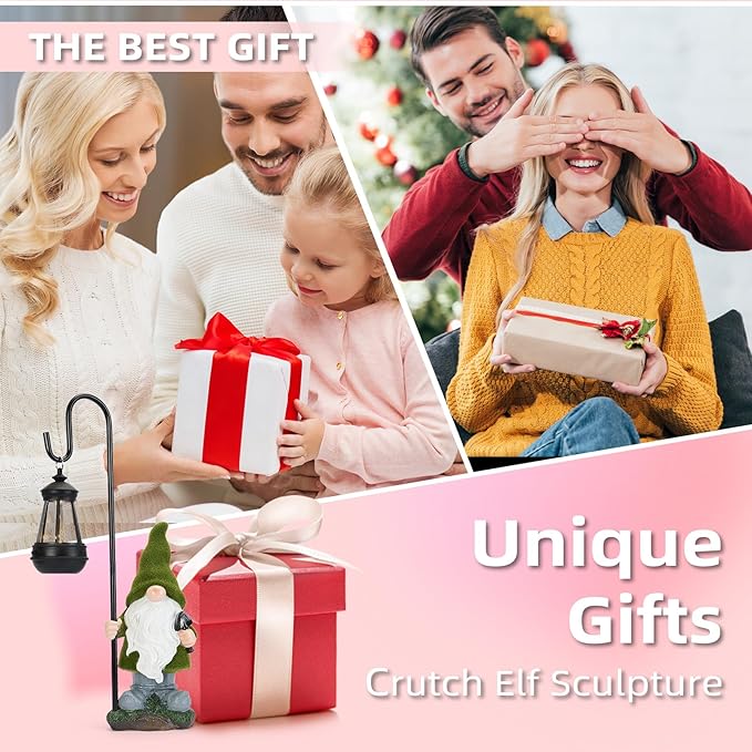 Solar Garden Gnome Decor Outdoor Statue - Gnome With LED Waterproof Sculptures Lights, Cute Gnome Pond/Yard Statues Outside Decoration, Home, Lawn, Patio, Resin Animal Ornament, Women/Gardening Gift