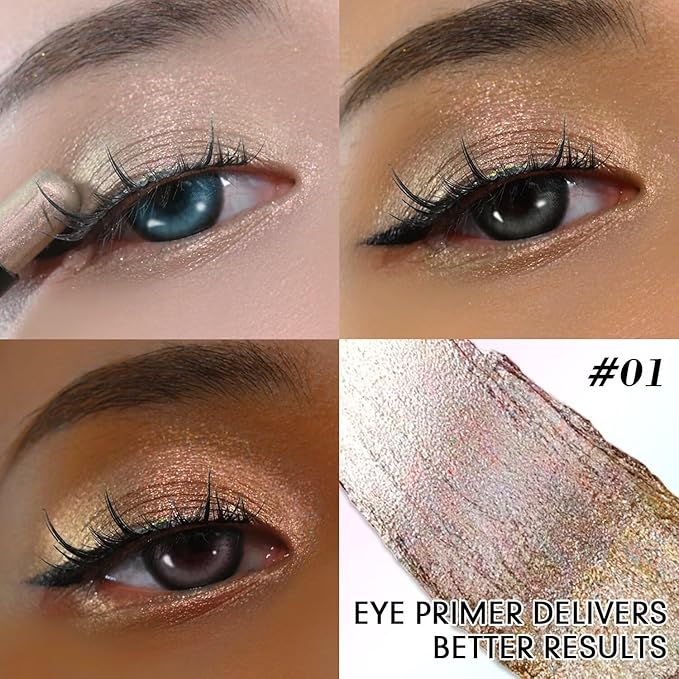 CHARMACY New Duochrome Long Stay Eyeshadow Stick, Creamy Eye Shadow Stick, Multicolor-Shifting Glitter Eyeshadow, Waterproof & Smudge-Proof, High Pigmented, Built-in Smudger #01
