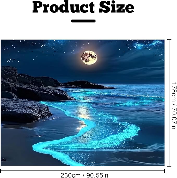 Nature Tapestry Forest Tree Sea Cave Wall Hanging, Stream Through Rainforest Landscape Wall Art Tapestry for Bedroom Living room (Blue Tears, 90"×70", Unframed)