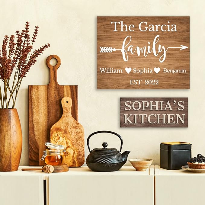 Custom Wood Sign Prsonalized Text Business 3D Home Decor, Personalized Rustic Plaque Board Hanging Wooden Name Sign for Wall Art, Customized Signs Plank Decoration Gifts for Wedding Family Farmhouse Kitchen, Rectangle
