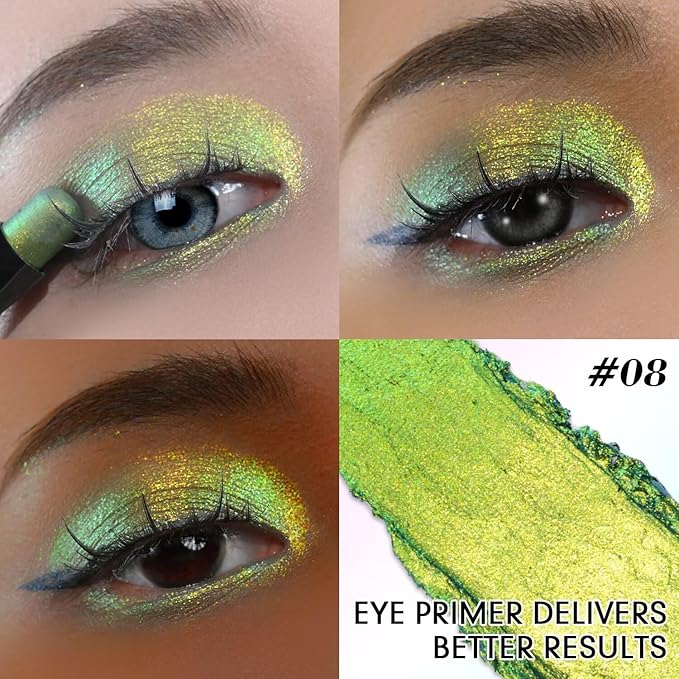 CHARMACY New Magic Eyeshadow Stick, Creamy Eye Shadow Stick, Dynamic Light color Change, Metallic Shimmer Eyeshadow, Long-Lasting Water-Resistant Formula, High Pigmented, Built-in Smudger #08