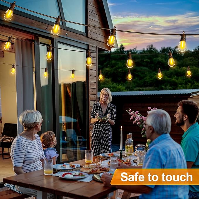 Outdoor String Lights Patio LED Light Outside - 45M 43+2 S14 LED 150ft Porch Lighting IP65 Waterproof