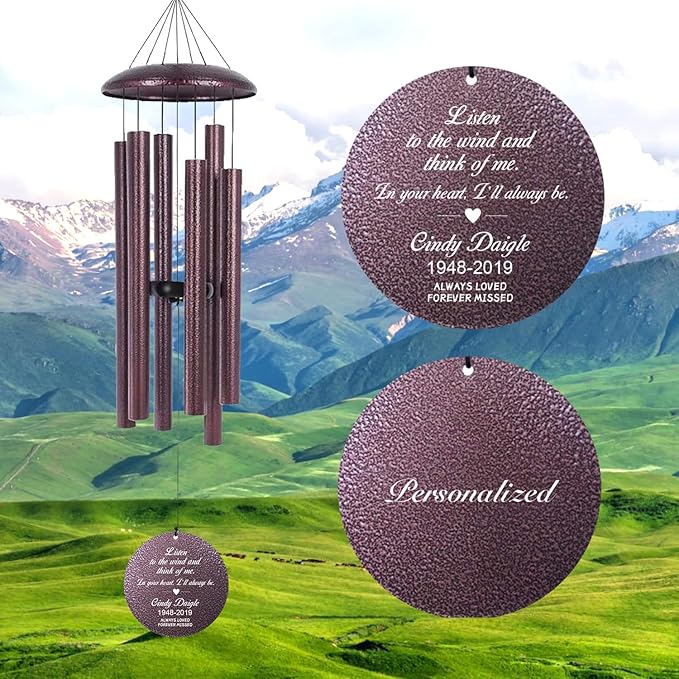 ASTARIN 36" Large Deep Tone Personalized Sympathy Wind Chimes, Memorial Wind Chime for Loss of Mother Father Loved One, Bereavement Gifts Decor Outdoor Patio Garden Graveyard(Produced in USA)