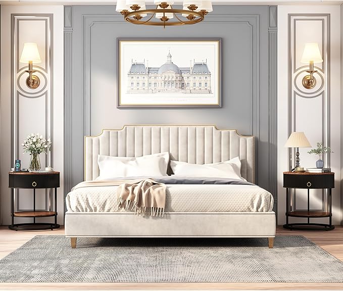 OIOG Round End Table with Drawer, Modern Wood Grain Side Table with Shelf, 2-Tier Nightstand with Drawer for Living Room, Bedroom, Rustic Brown and Black