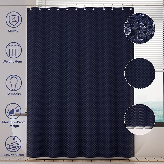Bathroom Set - 25PC Blue Bathroom Set with Shower Curtain and Rugs, Bathroom Accessories Set, Blue Shower Curtain Set with Bathroom Trash Can
