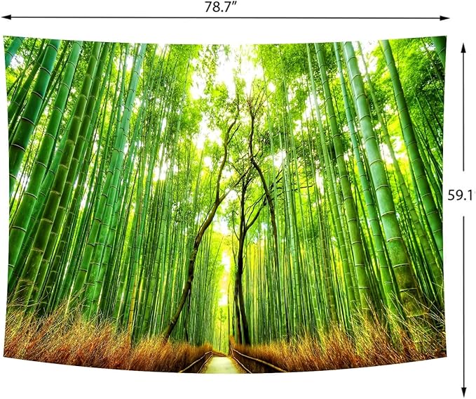 Delur Forest Pathway Tapestry Sunset Tropical Rainforest Nature Tree Tapestry Wall Hanging Sunrise Scenic Natural Green Landscape Headboard for Bedroom Living Room Home Decor (59.1" x 78.7")