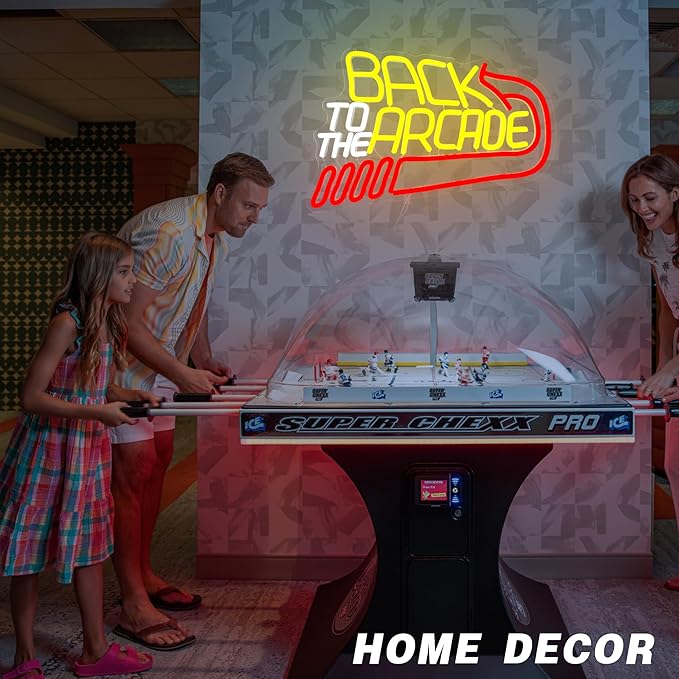 Retro Arcade Neon Sign Large Back to the Arcade Neon Light Dimmable Gamer Neon Signs for Wall Decor USB Powered Vintage Gaming Signs for Bar Game Room Man Cave(15.7 * 10.7inch)