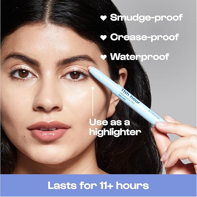 ALLEYOOP 11th Hour Waterproof Cream Eyeshadow Stick ?€? Long-Lasting Eye Shadow Pencil & Eyeliner, Cream to Powder Stick & Highlighter ?€? Smudge-Proof Eyeshadow Shimmer, Baby Pearl Shimmer