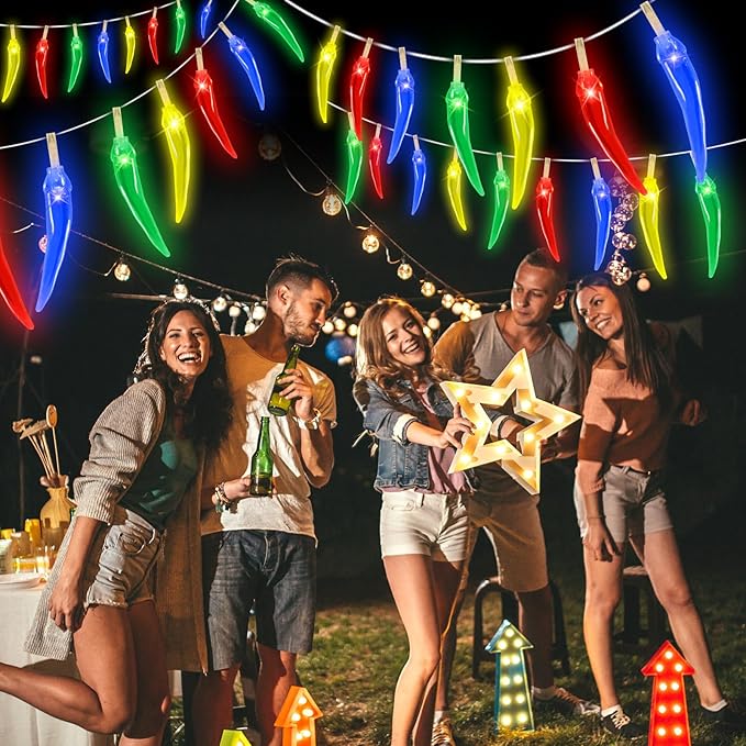 Chili Pepper String Lights, 40 LED 21Ft Chili Pepper Fairy Lights Battery Operated for Indoor Outdoor Garden Pool Birthday Mexican Party Wedding Christmas Summer Tropical Decor