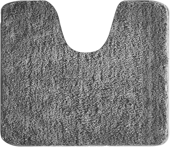 Suchtale Bathroom Contour Rug Non Slip Bath Mat Water Absorbent Soft Microfiber Shaggy Bathroom Mat Machine Washable Bath Rug for Bathroom Thick Plush U Shape Toilet Rug (20 x 24, Dark Grey)