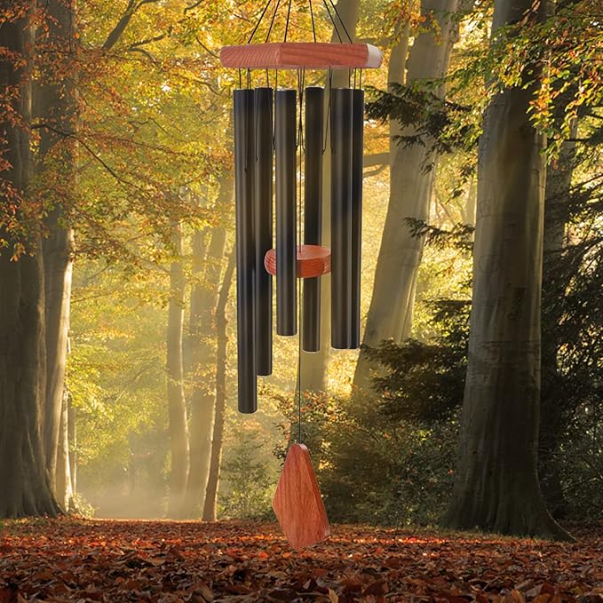 Wind Chimes for Outside, 30" Black Aluminium Wind Chime with Wind Catcher, Outdoor Garden Patio Decoration Windchimes, Classic Zen Gift for Men and Women