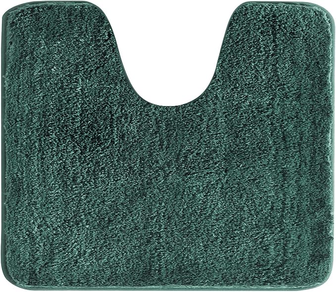Suchtale Contour Rug Non Slip Bath Mat Water Absorbent Soft Microfiber Shaggy Bath Mat Machine Washable Thick Plush U Shape Toilet Rug (20 x 24, Hunter Green)