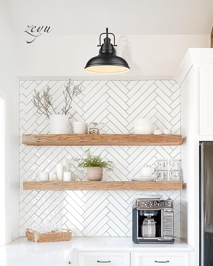 zeyu 2 Pack Barn Sconce Wall Lighting, Vintage Wall Mount Light Fixture, Indoor Wall Sconce Lighting in Matte Black Finish, 016-1B-2PK BK