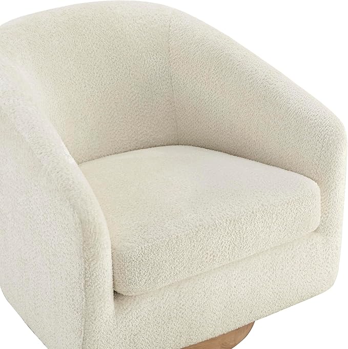 CHITA Swivel Accent Chair, FSC Certified Upholstered Fabric Barrel Chair for Living Room, Fully Assembled, Cream