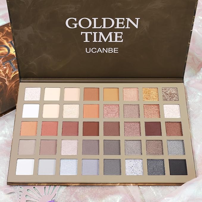 UCANBE Nude Eyeshadow Makeup Palette, 40 Color Matte Shimmer Glitter Eye Shadow, Neutral Black Dark Grey Smoky Make Up Pallet Highly Pigmented Long Lasting Waterproof