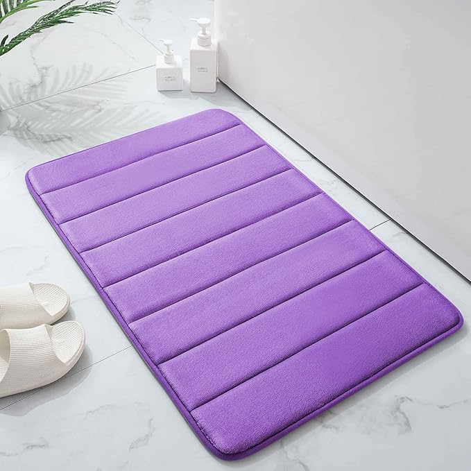Buganda Memory Foam Bath Mat, 30" x 20", Ultra Soft and Non-Slip Bathroom Rugs, Water Absorbent and Machine Washable Bath Rug for Bathroom, Shower, and Tub, Purple