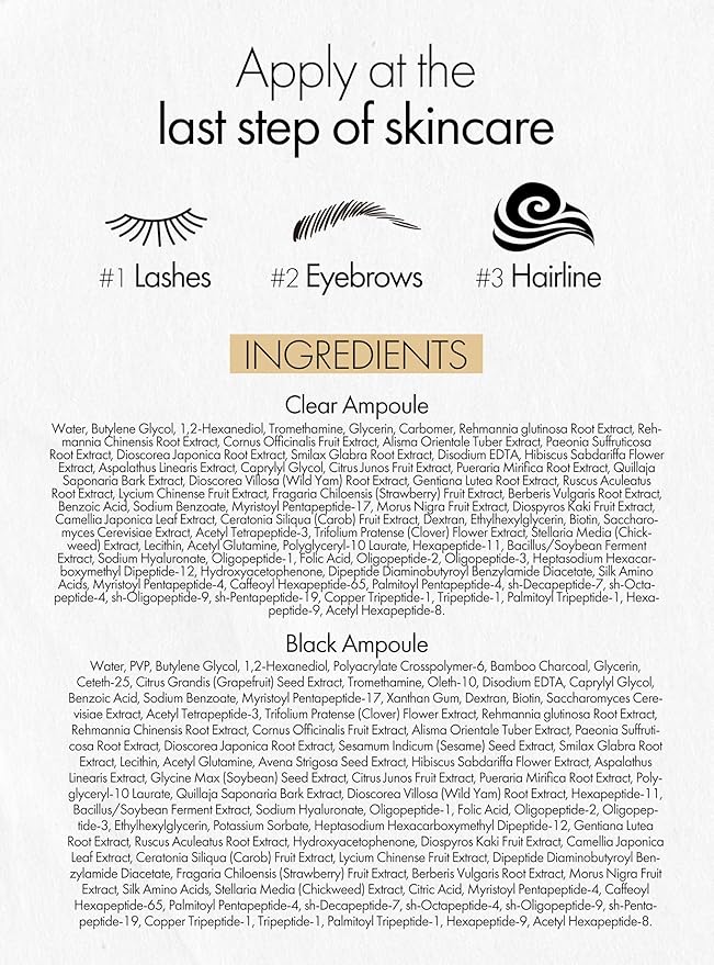 DPC Revitalizing Dual Lash Ampoule | 2-in-1 Korean Lash Serum w/20 Peptides | Lash Oil Ampoule Serum 0.33 fl oz