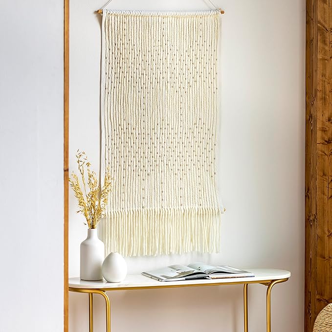 Mark&Day Wall Art, Schlublberg Modern Farmhouse Ivory Macrame Tapestry Wall Hanging for Living Room, Bedroom, Office or Kitchen (36"H x 24"W)