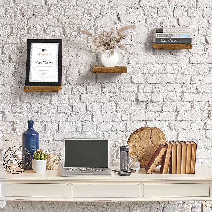 Sorbus Floating Shelves - Square Mounted Display Ledge for Room Decor in The Bathroom, Home Office, Bedroom, Half Bath, Powder Room, & More. Modern Rustic Wood Storage Shelf for Your Accent Wall