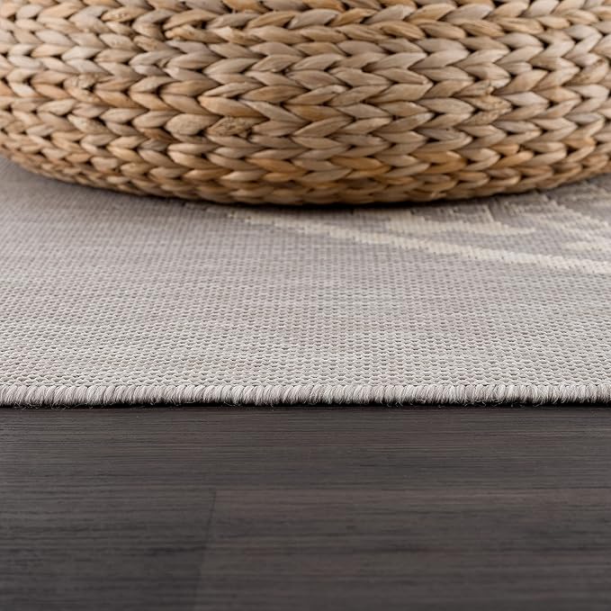 CAMILSON Outdoor Rug 5x7 Modern Area Rugs for Indoor and Outdoor Patios and Porches - Waterproof, Washable, Non-Shedding, Easy-to-Clean Outside Carpet (5 x 7, Medallion - Grey/White)