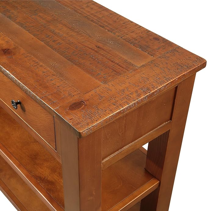 Solid Wood Console Table Entryway Table with Storage Drawers and Bottom Shelf Sofa Table for Entry Hallway Foyer Sofa Couch Table,Fully Assembled (48.8" Brown)