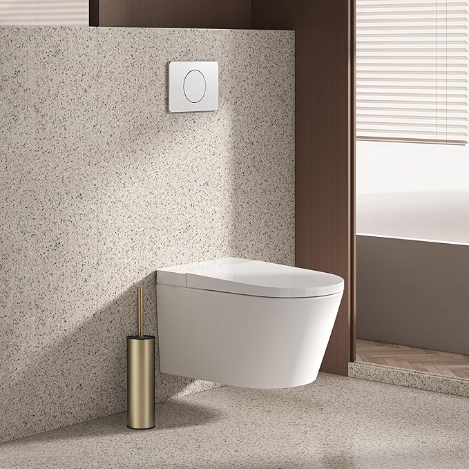 BGL Brushed Gold Toilet Brush and Holder,Stainless Steel Toilet Brushes for Bathroom with Holder