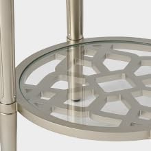 COSIEST Round Side Table, End Table Glass with Wood Frame, Champagne Gold Bedside Table with Modern Style for Living Room, Balcony, Bedroom