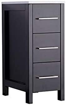 Vanity Art 12 Inch Bathroom Cabinet 3 Dove-Tailed Drawers with Engineered Marble Top Side Storage Organizer Freestanding Single Vanity VA3112-E