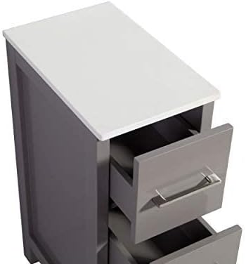 Vanity Art 12 Inch Bathroom Cabinet 3 Dove-Tailed Drawers with Engineered Marble Top Side Storage Organizer Freestanding Single Vanity VA3112-G