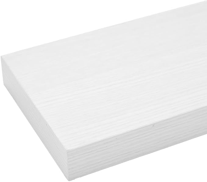 White Shelves for Wall Floating Shelves Bathroom, Bedroom and Living Room, Wall Shelves & Book Shelf for Room, Hanging Shelf, Modern Wooden Mounted Floating Shelf, 12x7x1.5 in, Set of 2