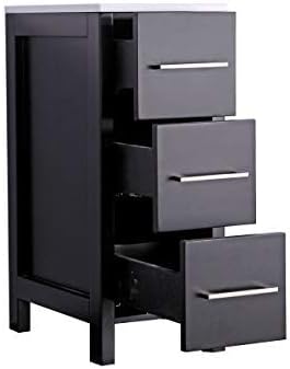 Vanity Art 12 Inch Bathroom Cabinet 3 Dove-Tailed Drawers with Engineered Marble Top Side Storage Organizer Freestanding Single Vanity VA3112-E