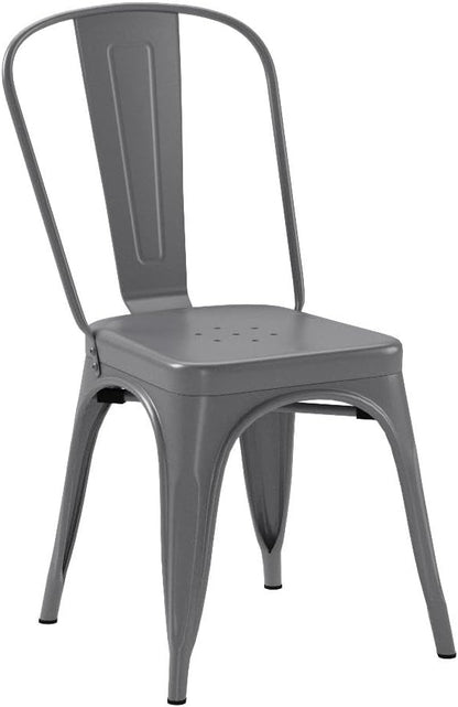 Amazon Basics Metal Dining Chairs, 4 Count, Dark Grey, 20.1 x 17.1 x 33.5 inches